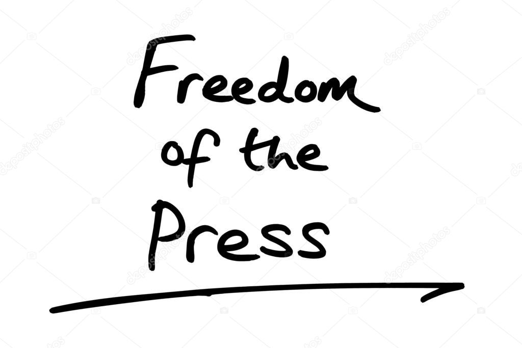 Freedom of the Press handwritten on a white background.