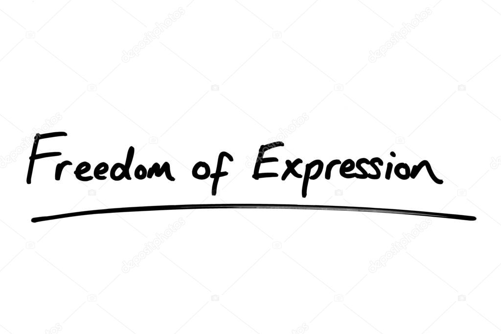 Freedom of Expression handwritten on a white background.