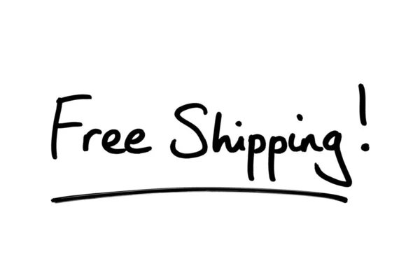 Free Shipping Handwritten White Background — Stock Photo, Image