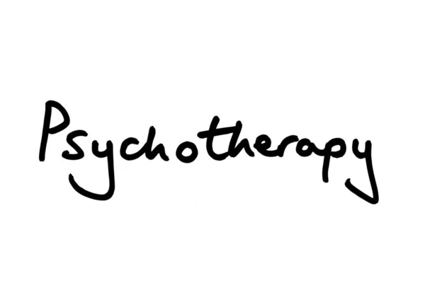 Psychotherapie Handgeschreven Een Witte Achtergrond — Stockfoto