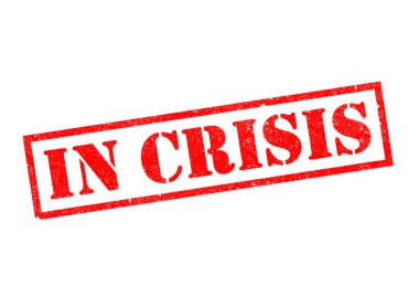 CRISIS Kırmızı Rubber Damgası beyaz arkaplan.