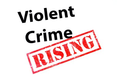 Violent Crime heading with a red RISING rubber stamp clipart