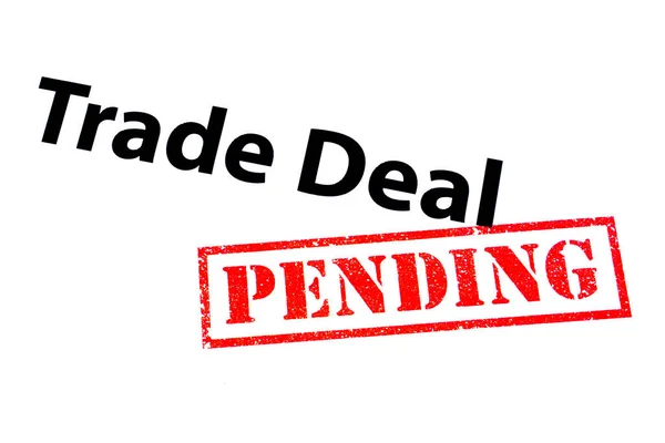 Trade Deal Heading Red Pending Rubber Stamp — Stock Photo, Image
