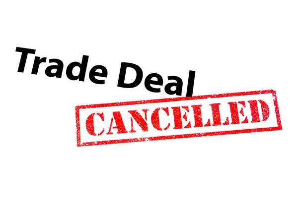 Handel Deal Rubrik Med Röd Cancelled Gummistämpel — Stockfoto