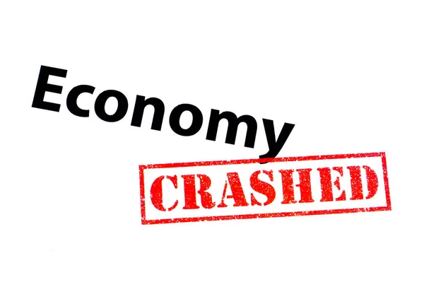 Economie Rubriek Met Een Rode Crashed Rubber Stempel — Stockfoto