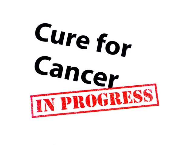 Cura Para Câncer Com Carimbo Borracha Vermelho Progress — Fotografia de Stock