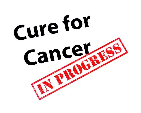 Cura Para Câncer Com Carimbo Borracha Vermelho Progress — Fotografia de Stock