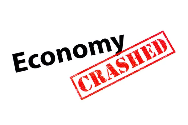 Economie Rubriek Met Een Rode Crashed Rubber Stempel — Stockfoto