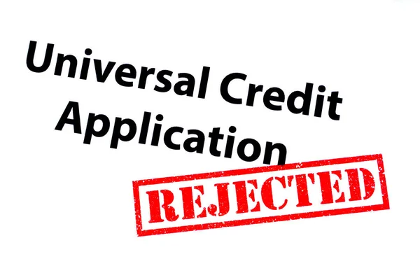 Crédito Universal Título Aplicação Com Carimbo Borracha Rejected Vermelho — Fotografia de Stock