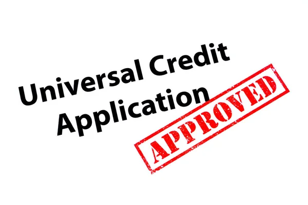 Universal Credit Application Intestazione Con Timbro Gomma Approvato Rosso — Foto Stock