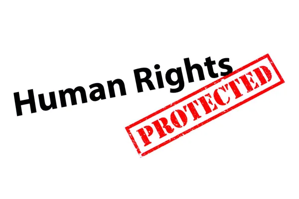 Direitos Humanos Com Carimbo Borracha Vermelho Protegido — Fotografia de Stock