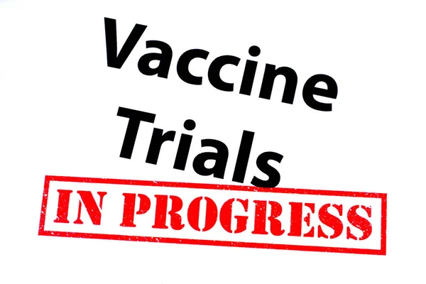 Испытания Вакцины Красной Резиновой Печатью Progress — стоковое фото