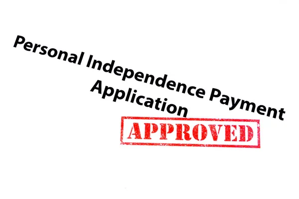 Personal Independence Payment Application Heading Red Approved Rubber Stamp — Stock Photo, Image