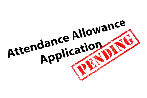 Attendance Allowance Application Heading Red Pending Rubber Stamp — Stock Photo, Image