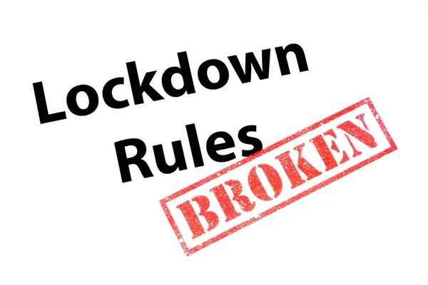 Lockdown Rules Heading Red Broken Rubber Stamp — Stock Photo, Image