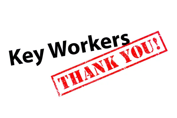 Key Workers Heading Red Thank You Rubber Stamp — Stock Photo, Image