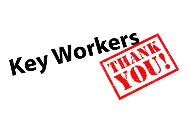 Key Workers Heading Red Thank You Rubber Stamp — Stock Photo, Image
