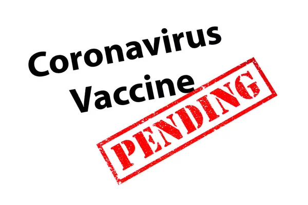 Coronavirus Aşısı Kırmızı Bir Pending Kauçuk Damgası Taşıyor — Stok fotoğraf