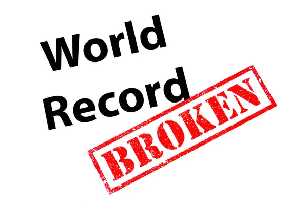 Record Mondiale Con Timbro Gomma Rosso Broken — Foto Stock