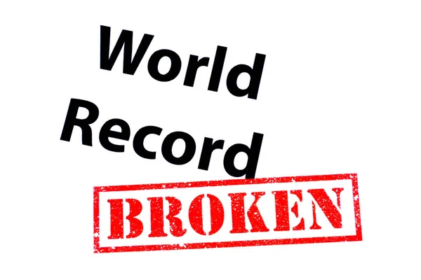 Título Recorde Mundial Com Selo Borracha Vermelho Broken — Fotografia de Stock