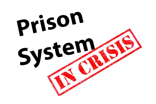 带有红色In Crisis橡皮图章的监狱系统 — 图库照片