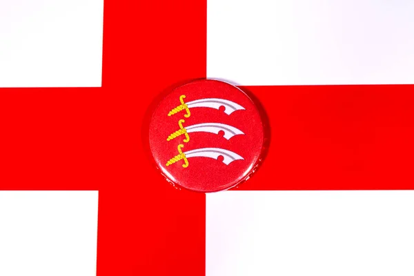 Значок Изображающий Флаг Английского Графства Эссекс Изображенный Над Флагом Англии — стоковое фото