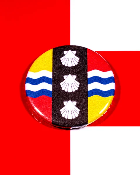 Bricka Som Porträtterar Flaggan Det Engelska Grevskapet Bedfordshire Över Englands — Stockfoto