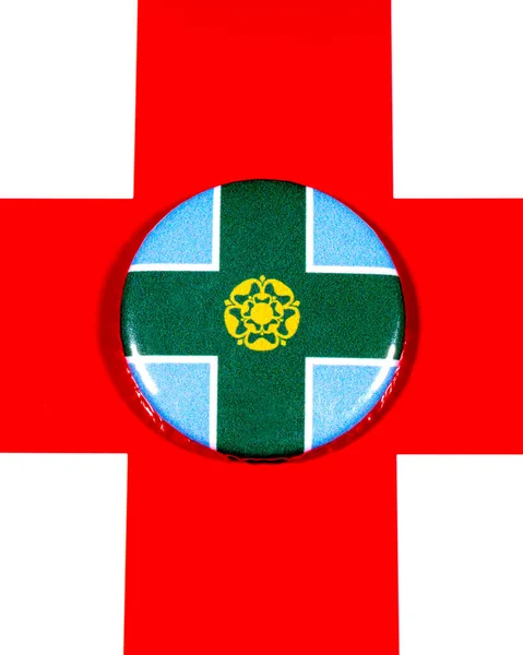 Una Insignia Que Representa Bandera Del Condado Inglés Derbyshire Foto — Foto de Stock