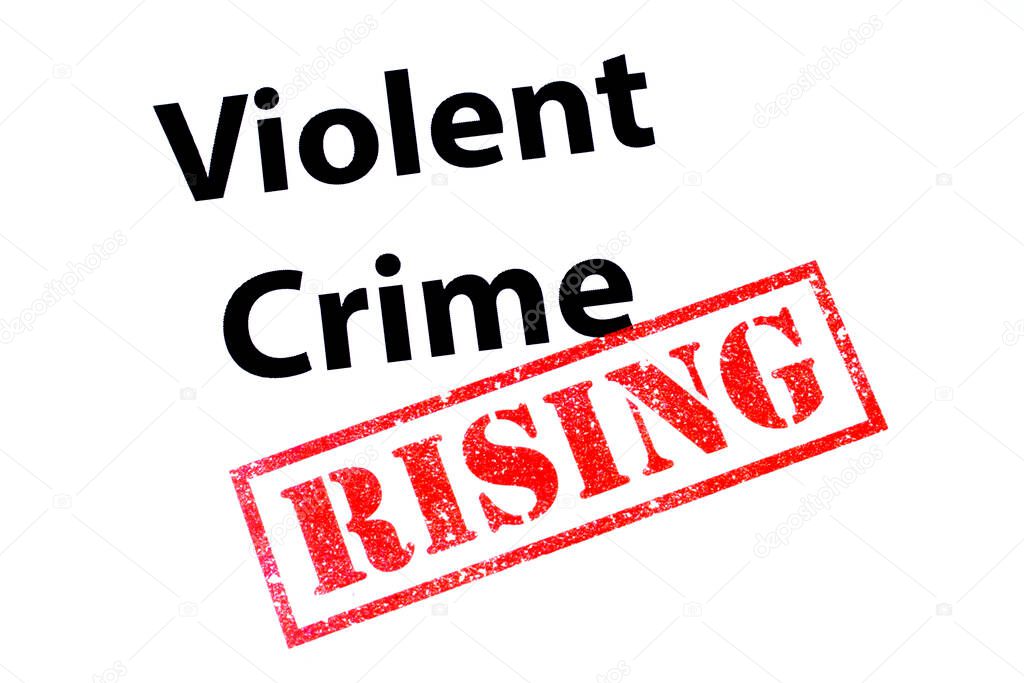 Violent Crime heading with a red RISING rubber stamp