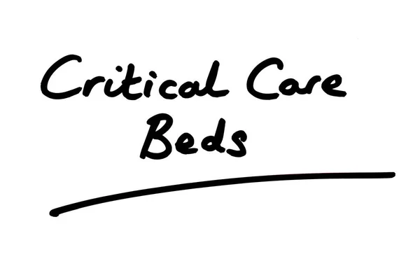 Critical Care Beds Handwritten White Background — Stock Photo, Image