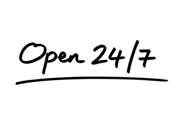 Открыть 24-7 рукописный на белом фоне
.