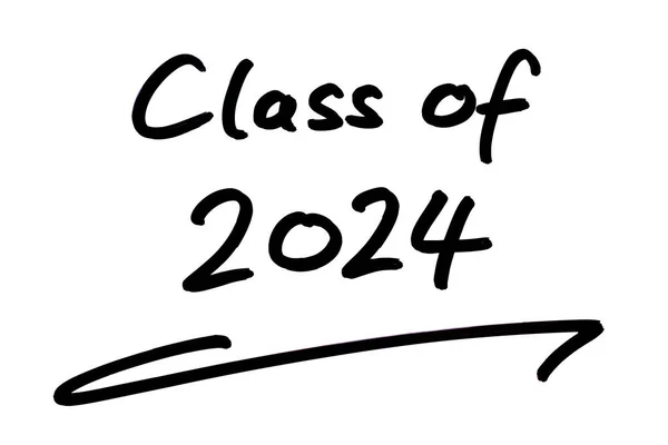 Class 2024 Handwritten White Background — Stock Photo, Image