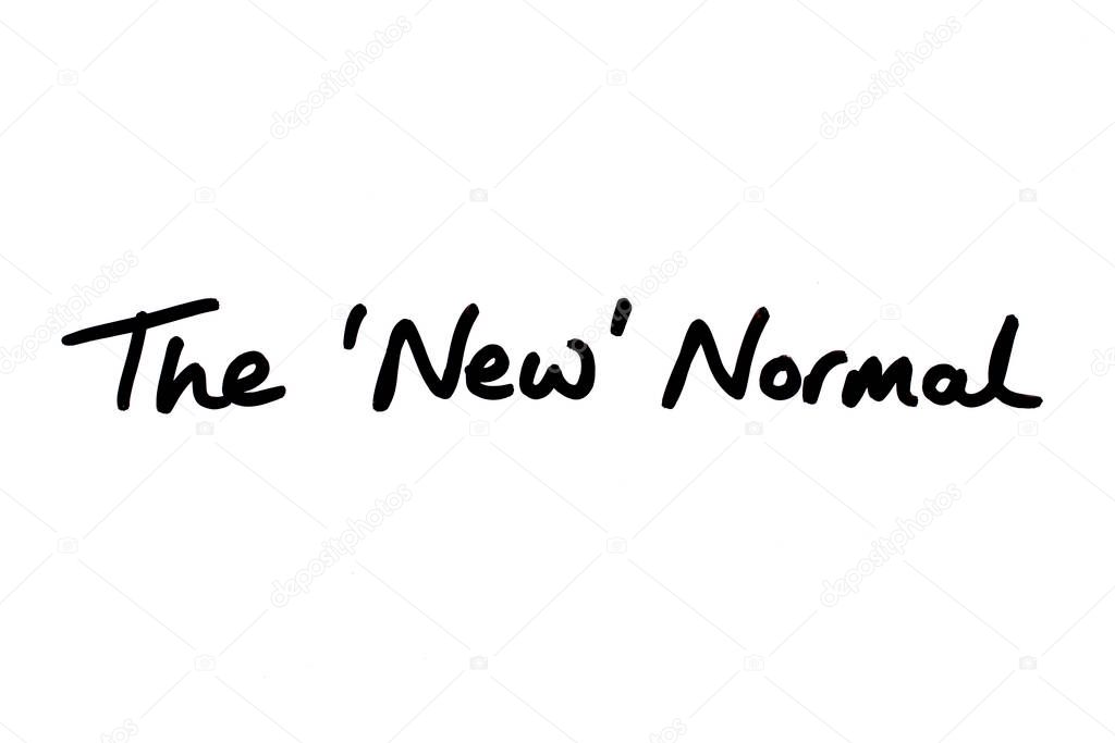 The New Normal handwritten on a white background.