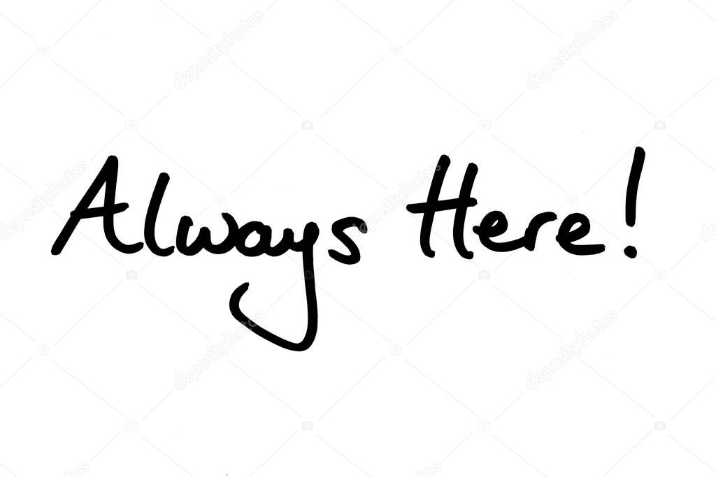 Always Here! handwritten on a white background.