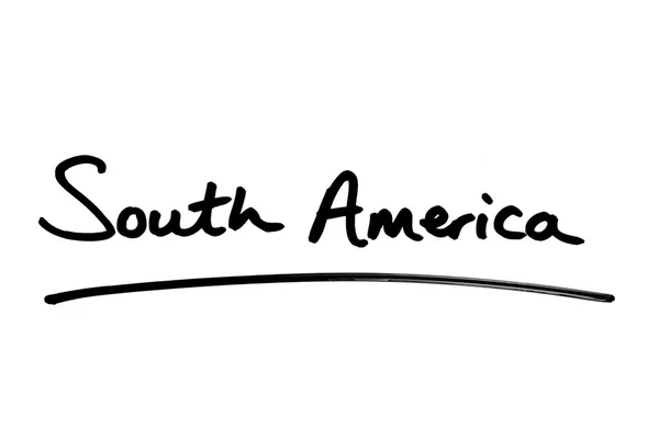 Südamerika Handgeschrieben Auf Weißem Hintergrund — Stockfoto