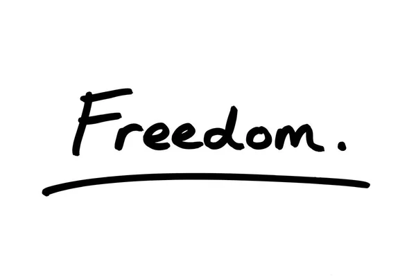 Vrijheid Handgeschreven Een Witte Achtergrond — Stockfoto