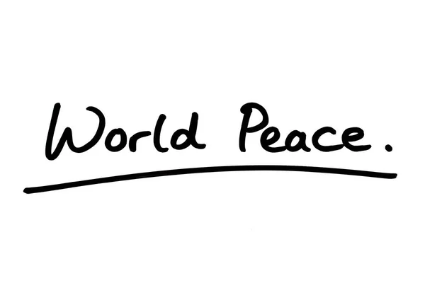 Weltfrieden Handgeschrieben Auf Weißem Hintergrund — Stockfoto