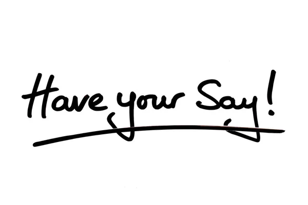 Have Your Say Handwritten White Background — Stock Photo, Image