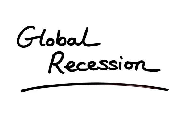 Global Recession Handwritten White Background — Stock Photo, Image