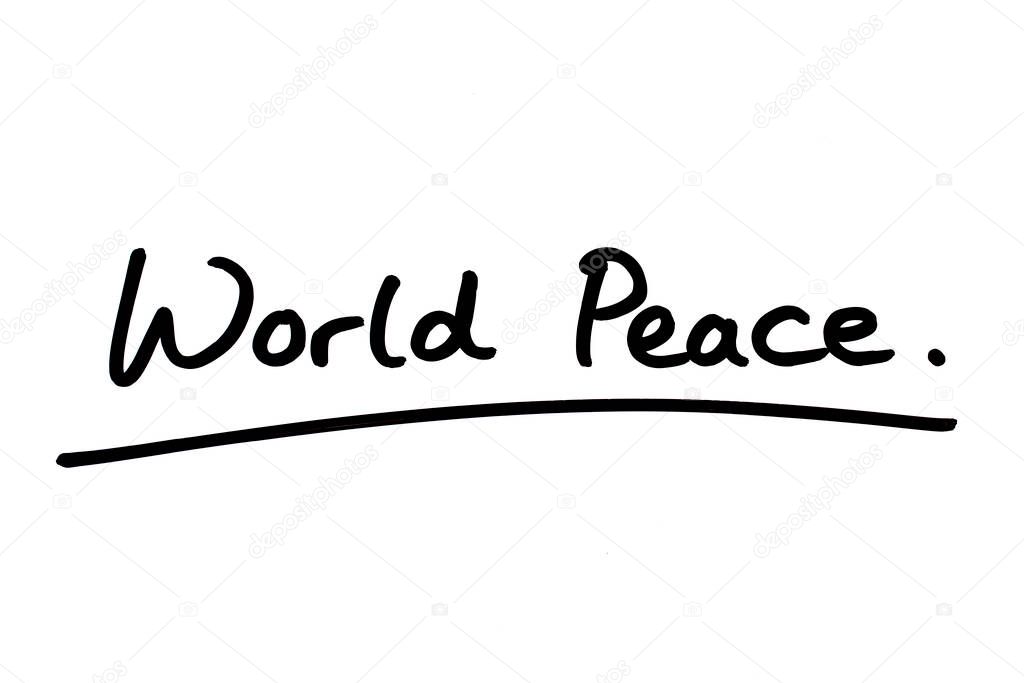 World Peace handwritten on a white background.