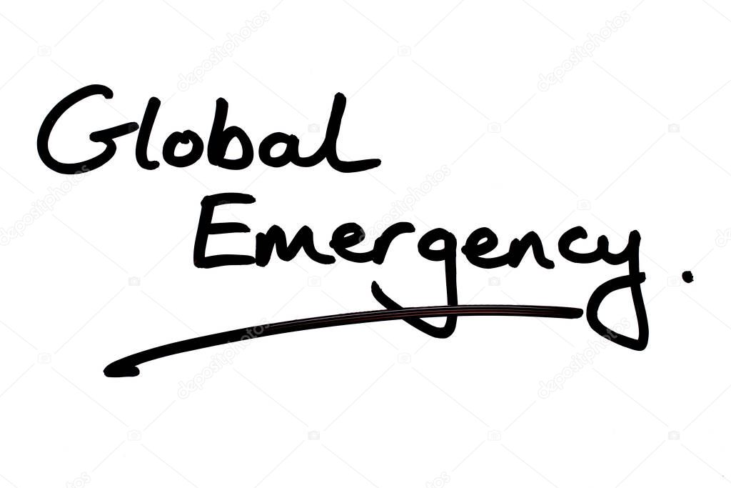 Global Emergency handwritten on a white background.