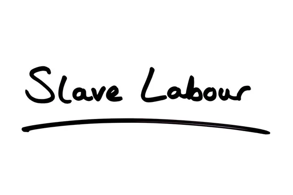 Niewolnik Praca Odręcznie Napisane Białym Tle — Zdjęcie stockowe