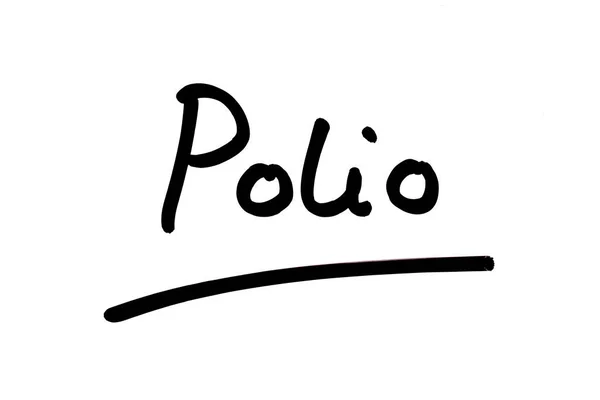 Pólio Escrito Mão Fundo Branco — Fotografia de Stock