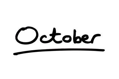 Ekim ayında beyaz bir arkaplanda el yazısı.