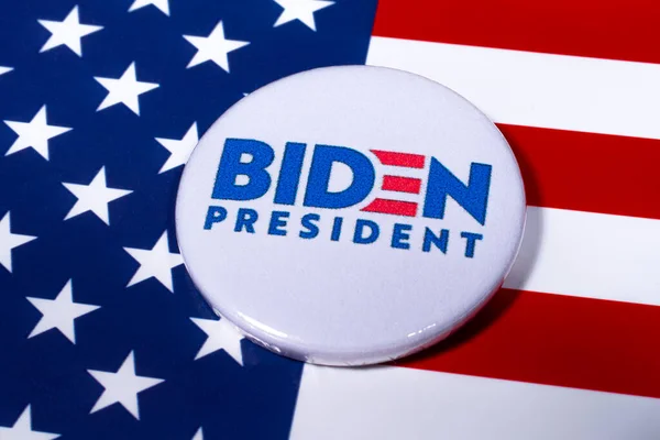 London May 5Th 2020 Joe Biden 2020 Pin Badge Portraying — Stock Photo, Image