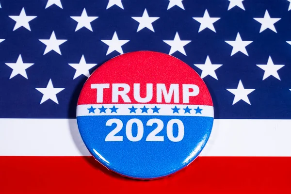 London May 5Th 2020 Donald Trump 2020 Badge Portraying His — Stock Photo, Image