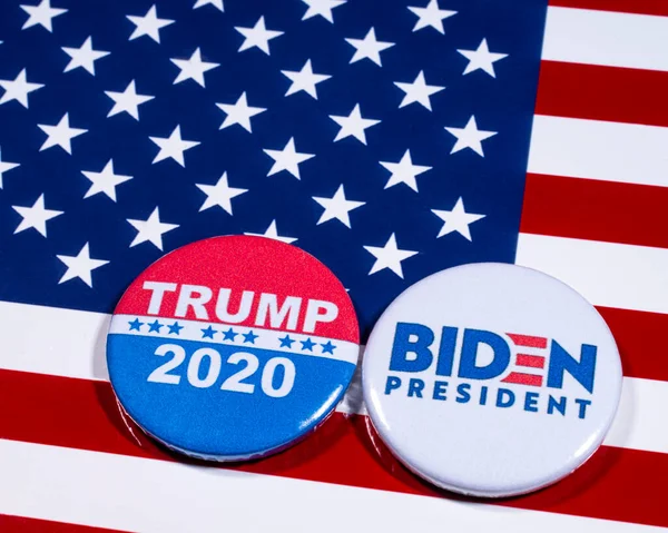 London May 5Th 2020 Donald Trump Joe Biden Pin Badges — Stock Photo, Image