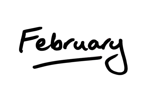 Februar Handgeschrieben Auf Weißem Hintergrund — Stockfoto