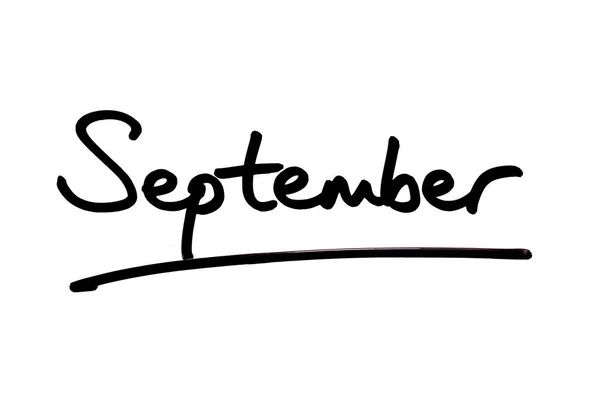 September Handwritten White Background — Stock Photo, Image