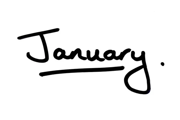 Januari Handskriven Vit Bakgrund — Stockfoto